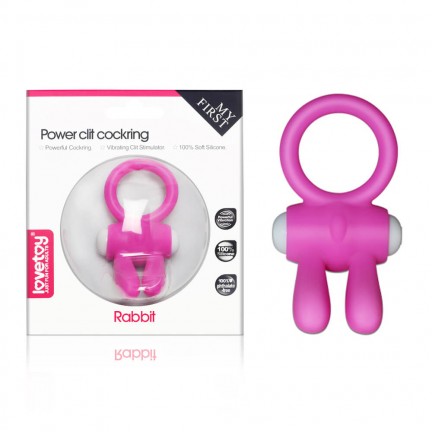 Розовое виброкольцо Power Clit Cockring Rabbit